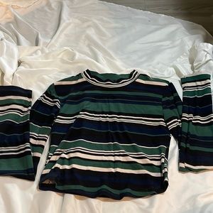 striped long sleeve crop top
